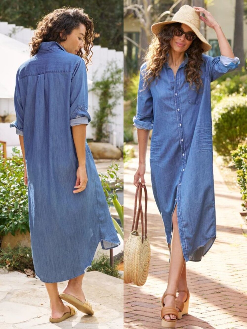 Frank & Eileen Rory Maxi Dress Vintage Stonewashed Indigo Famous Denim Size XL